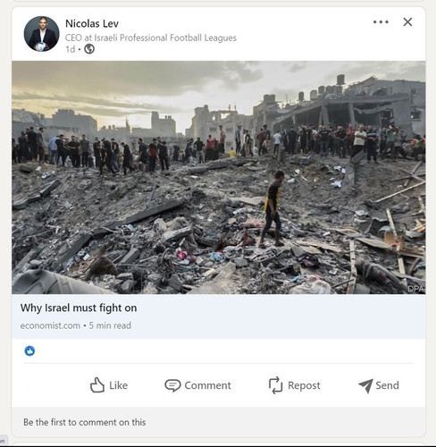 Nicolas Lev post on Linkedin