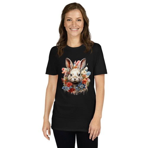 Flower Rabbit Shirt Vintage Floral Graphic Shirt for Women, Men Flowers Rabbit Graphic Cute Tops Sho.jpg
