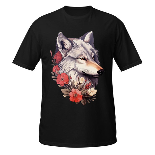 Floral Wolf Vintage Flowers Wolf Face for Wolves Lover Shirt for Women, Men Flowers Rabbit Graphic S