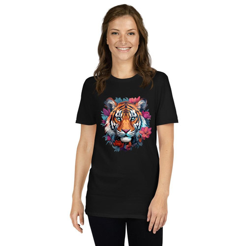 Floral Tiger Vintage Flowers Tiger Face for Tigers Lover Shirt for Women, Men Flowers Tiger Graphic .jpg