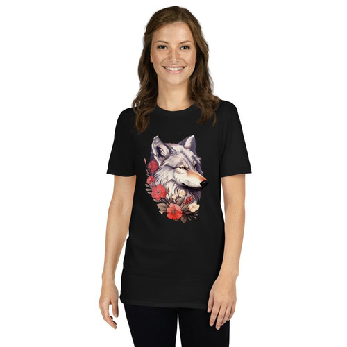 Floral Wolf Vintage Flowers Wolf Face for Wolves Lover Shirt for Women, Men Flowers Rabbit Graphic S.jpg
