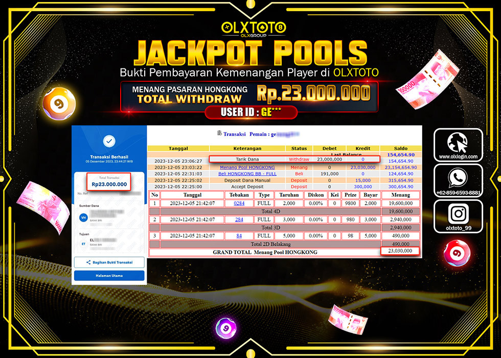 OLXTOTO JACKPOT TOGEL PASARAN HONGKONG Rp.23.000.000,- LUNAS