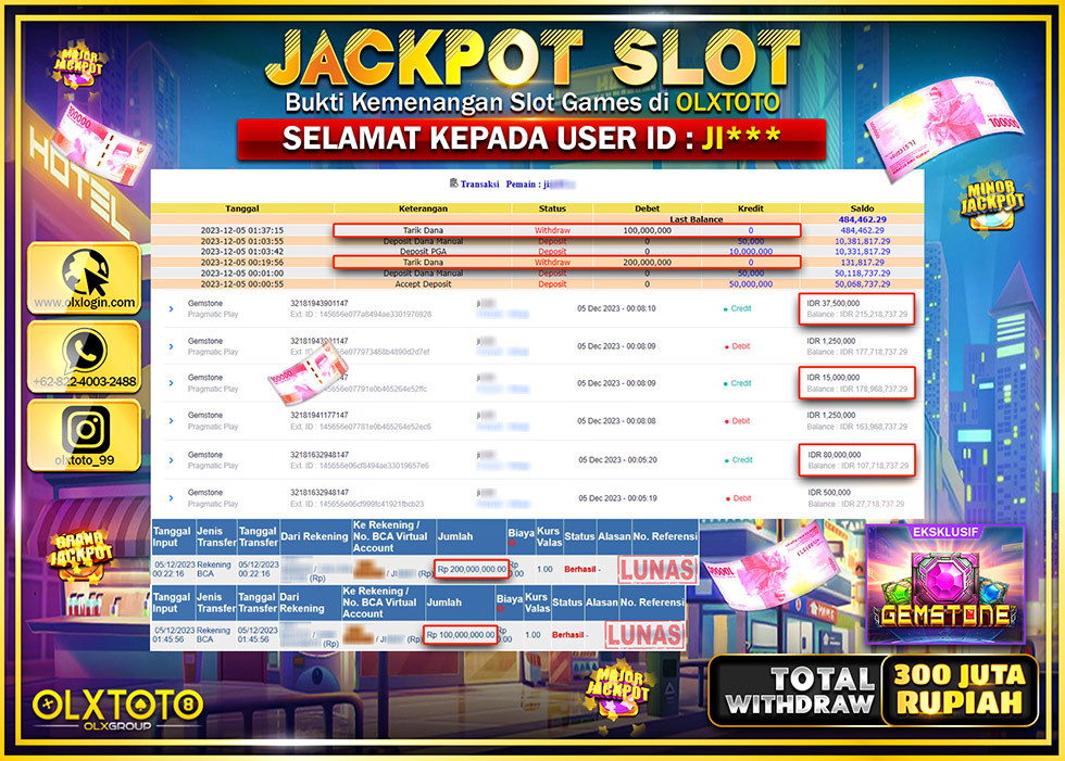 OLXTOTO JACKPOT SLOT GEMSTONE Rp.300.000.000.,- LUNAS