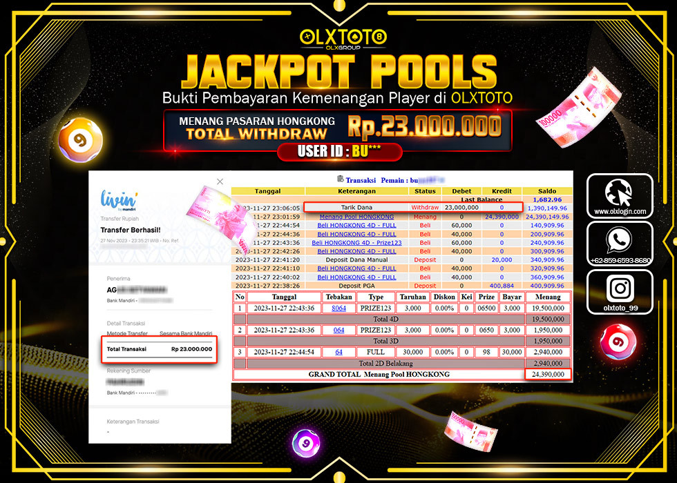 OLXTOTO JACKPOT TOGEL PASARAN HONGKONG  Rp.23.000.000,- LUNAS