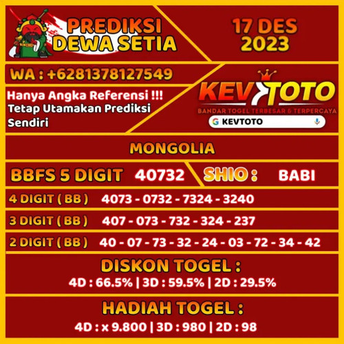 prediksi togel toto 4D mongolia minggu 17 desember 2023