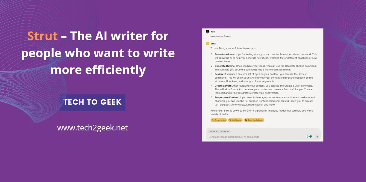 Strut – The AI writer for people who want to write more efficiently