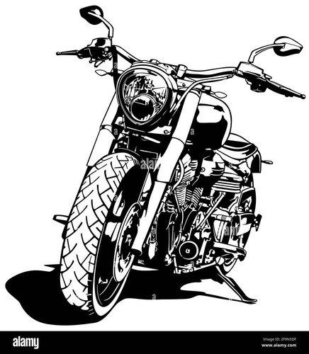 black and white motorcycle drawing 2F9N5DF.jpg