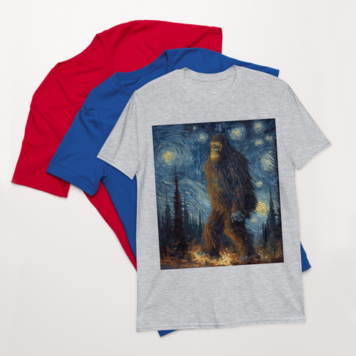 Bigfoot Starry Night Sasquatch Van Gogh Sky Painting Art Funny Sasquatch Shirts for Men Women Men Bl.jpg
