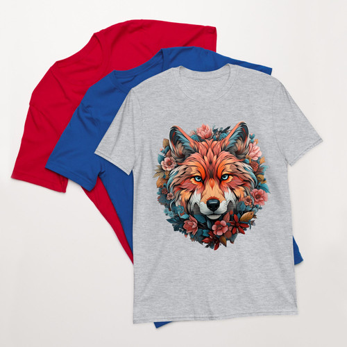 Wolf Face for Wolves Lover Shirt for Women, Men Floral Wolf Vintage Flowers Flowers Rabbit Graphic S.jpg