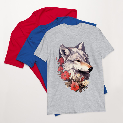Floral Wolf Vintage Flowers Wolf Face for Wolves Lover Shirt for Women, Men Flowers Rabbit Graphic S.jpg