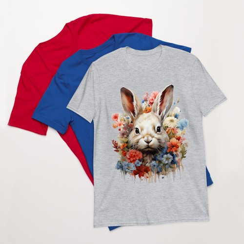 Flower Rabbit Shirt Vintage Floral Graphic Shirt for Women, Men Flowers Rabbit Graphic Cute Tops Sho.jpg
