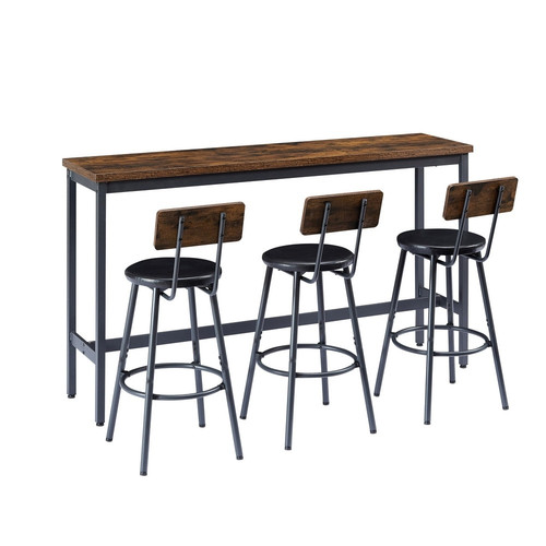 Industrial Long Bar Table Set with 3 PU Upholstered Bar Stools%2C Brown.jpg