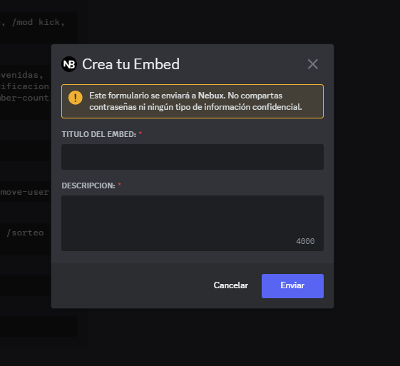 Ejemplo de Creación de Embed