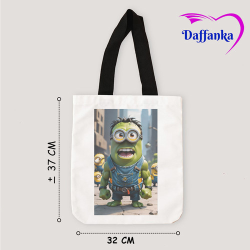 Tas Slempang Tote Bag Kanvas Minions Hulkaaa