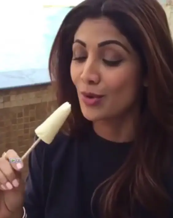 Shilpa Shetty enjoying malai kulfi ice cream