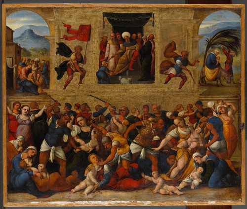 Mazzolino, Lodovico Убиение младенцев в Вифлееме, 1530, 31 cm х 38 cm, Дерево, масло