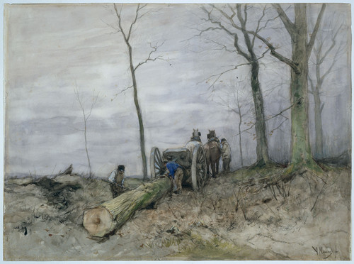 Mauve, Anton Двухколёсная телега, 1888, 42 cm х 57,5 cm, Рисунок, акварель