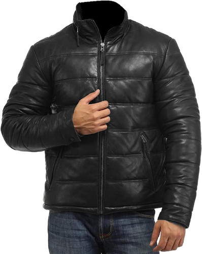 Mens Puffer Quilted Leather Jacket Winter Lightweight Warm Fashion Jackets Coat 0.jpg