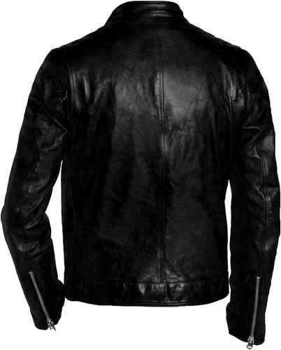 Men's Blue Leather Jacket Soft Lambskin Motorcycle Cafe Racer Jacket 1.jpg