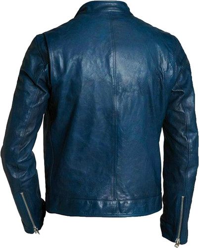 Men's Blue Leather Jacket Soft Lambskin Motorcycle Cafe Racer Jacket 1 (1).jpg