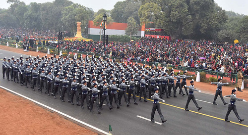 The National Service Scheme (NSS) Marching Contingent passes through the Rajpath, on the occasion of