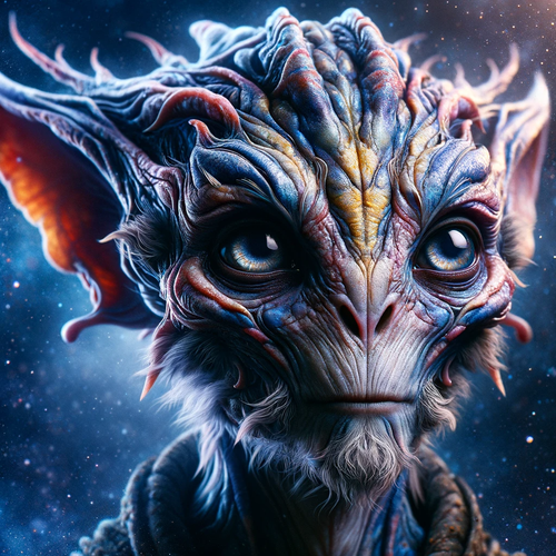 DALL·E 2023 11 28 18.23.22 Close up portrait of a fantastical being from a distant galaxy realm, wit.png