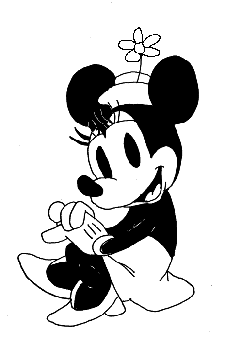 Minnie Mouse Drawing Black And White Without Background Part 8.png