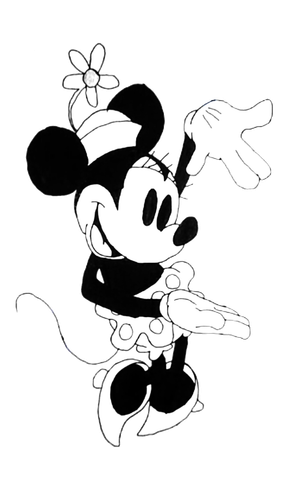 Minnie Mouse Drawing Black and White Without Background Part 6.png