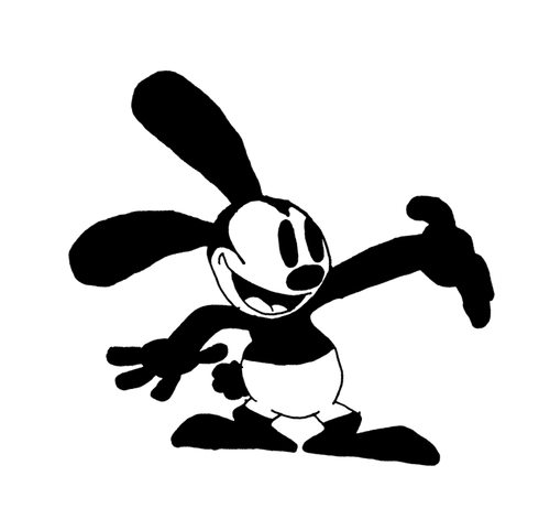 Oswald The Lucky Rabbit Drawing Black and White.png