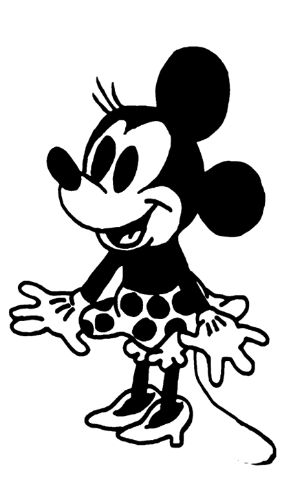 Minnie Mouse Drawing Black And White Without Background Part 2.png