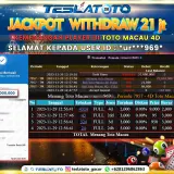 TESLATOTO JACKPOT TOTO MACAU 4D  Rp. 21.000.000 LUNAS