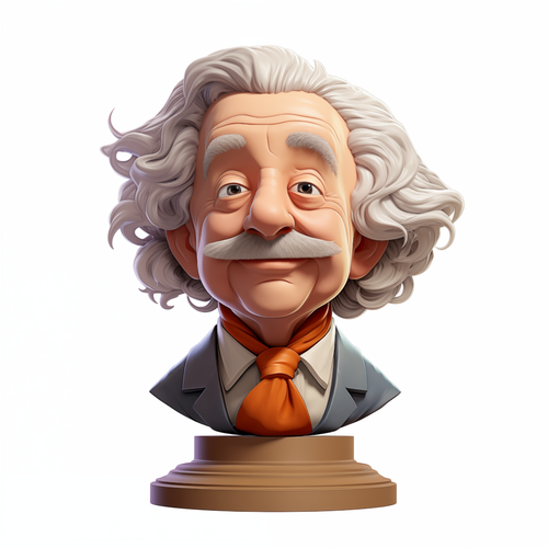 orit9925 bust of Einstein in Pixar style cartoon style on a whi a108f06d e01a 4ee3 a4f3 28121009abf6.png