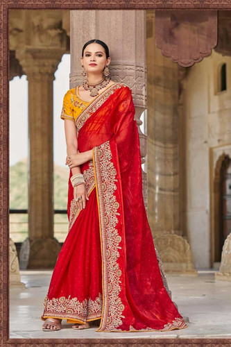 Satin Sarees With Embroidery In Red Colour SR00491382 A.jpg