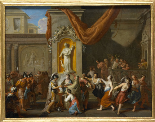 Hoet, Gerard I Свадьба Александра Великого и Роксаны с Бактрии, 1733, 32 cm х 41 cm, Дерево, масло