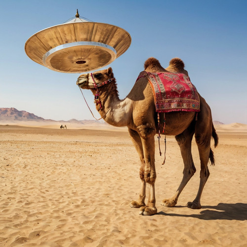 Default Camel image in the desert with a flying dish 2.jpg