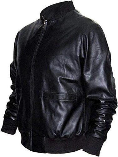 Sylvester Stallon Black Bomber Style Jacket Rocky Balboa Tiger Leather Jacket For Men 1