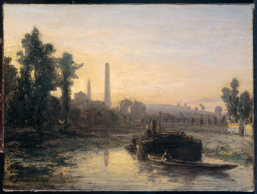 Jongkind, Johan Barthold Вид на реку во Франции, возможно около Понтуаза, 1855, 24,3 cm x 32,4 cm, Х