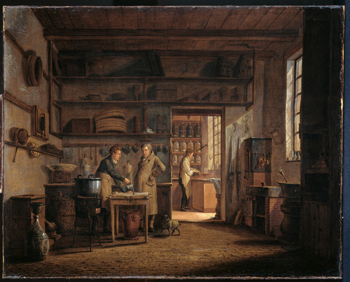 Jelgerhuis, Johannes Интерьер аптеки 'Stoockhuys' фармацевта Anthony d'Ailly, 1818, 42 cm х 52 cm, Х