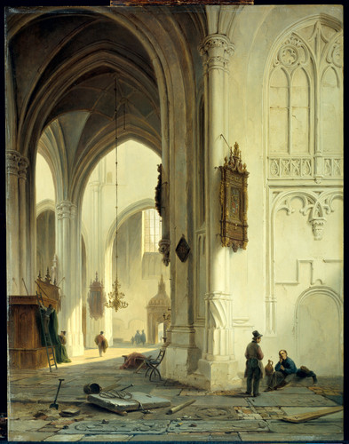 Hove, Bartholomeus Johannes van Интерьер церкви, 1844, 55 cm х 42,5 cm, Дерево, масло