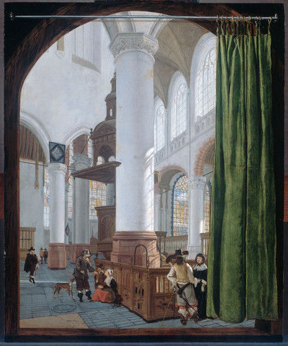 Houckgeest, Gerard Интерьер Старой церкви в Делфте, 1654, 49 cm х 41 cm, Дерево, масло