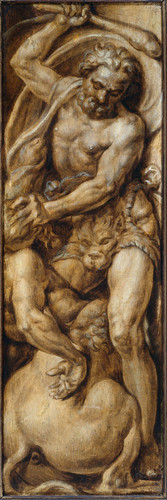 Heemskerck, Maarten van Геракл убивает кентавра Несса, 1550, 47 cm х 15 cm, Дерево, масло