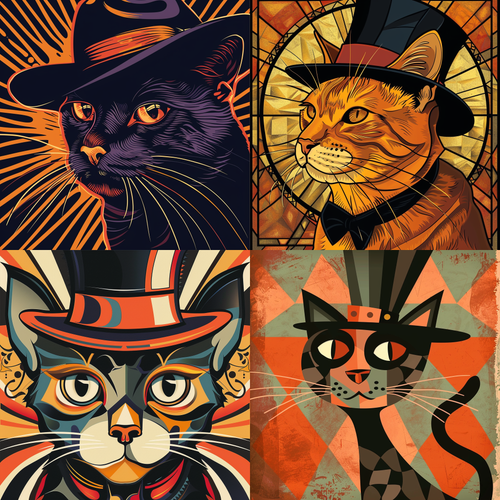 andrey855183 art deco style of funny cat with a hat 87fc1b59 c326 461a 9c2d f5545a6b881d.png