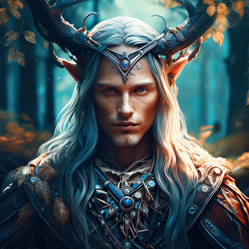 Firefly Dark fantasy art dramatic portrait of human male druid, forest background; soft artistic ima