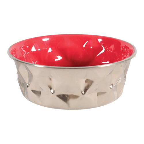 Diamonds Stainless Non Slip Dog Bowls Red 550ml.jpg