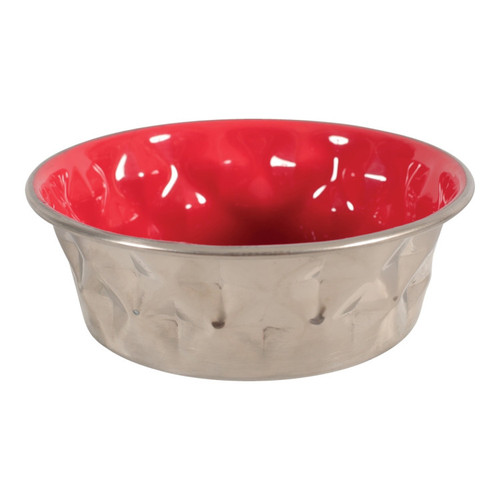 Diamonds Stainless Non Slip Dog Bowls Red 1.15L.jpg