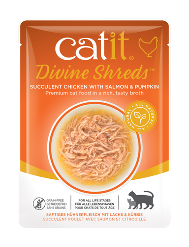 Catit Divine Shreds, Chicken with Salmon & Pumpkin 75g, 18pcs