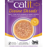 Catit Divine Shreds, Tuna with Shirasu &amp; Sweet Potato 75g, 18pcs