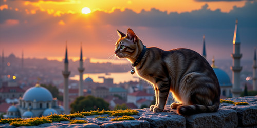 Subject A sleek intelligent cat with bright green eyes perched on the edge of a stone wall its tail .jpg