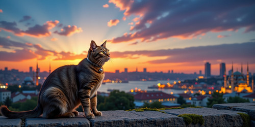 Subject A sleek intelligent cat with bright green eyes perched on the edge of a stone wall its tail .jpg