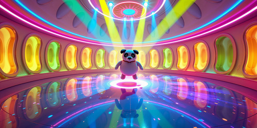 Subject a huge round egg shaped room pulsing with neon rave lights colors flashing electric blue hot.jpg